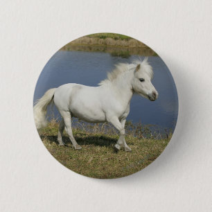 Badge Rond 5 Cm Cheval miniature fonctionnant près de l'eau