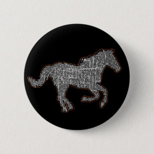 Badge Rond 5 Cm cheval noir