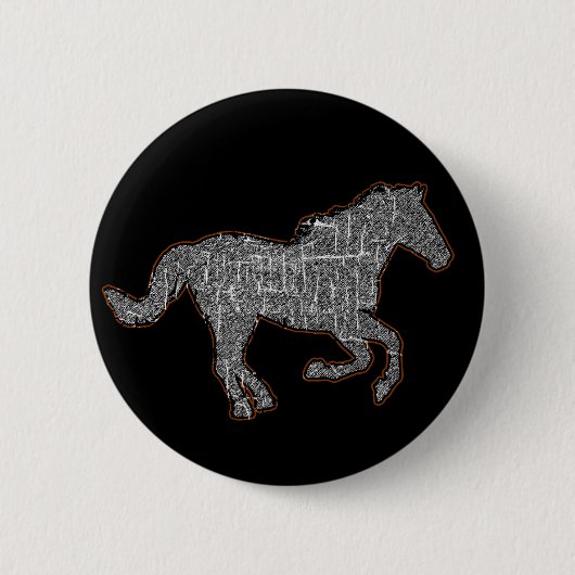 Badge Rond 5 Cm cheval noir (Devant)