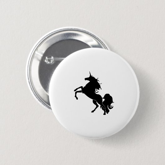 Badge Rond 5 Cm Cheval noir (Devant & derrière)