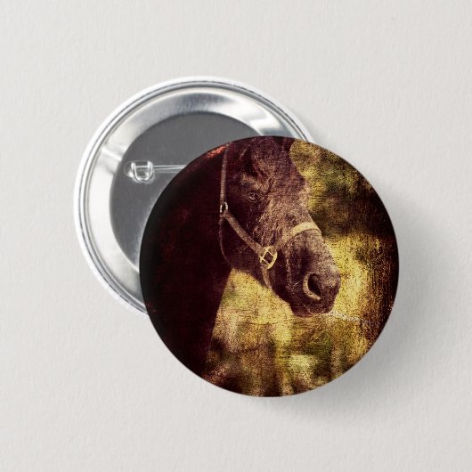 Badge Rond 5 Cm Cheval noir (Devant & derrière)