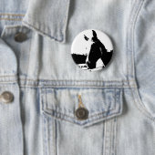 Badge Rond 5 Cm Cheval noir et blanc (En situation)