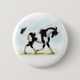 Badge Rond 5 Cm Cheval Pinto Overo Piebald