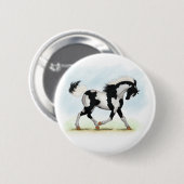 Badge Rond 5 Cm Cheval Pinto Overo Piebald (Devant & derrière)