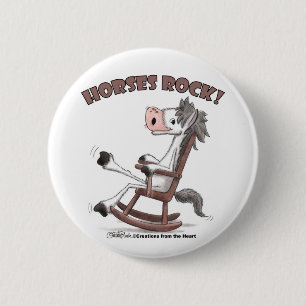 Badge Rond 5 Cm Cheval Rock !