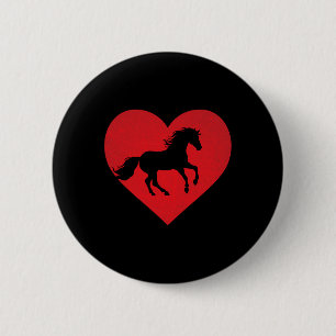 Badge Rond 5 Cm Cheval Romantique en forme de coeur équestre Lover