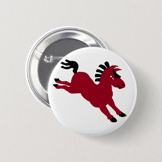 Badge Rond 5 Cm Cheval rouge (Devant & derrière)