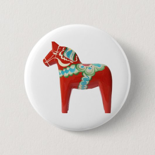 Badge Rond 5 Cm Cheval rouge de Dala de Suédois (Devant)