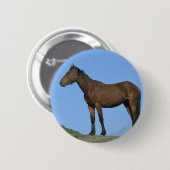 Badge Rond 5 Cm Cheval sauvage de mustang (Devant & derrière)