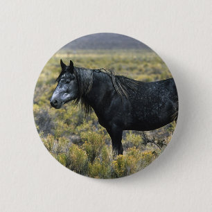 Badge Rond 5 Cm Cheval sauvage de mustang dans le désert