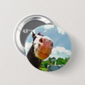 Badge Rond 5 Cm Cheval souriant (Devant & derrière)
