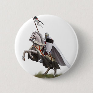 Badge Rond 5 Cm Chevalier monté Templar