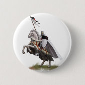 Badge Rond 5 Cm Chevalier monté Templar (Devant)