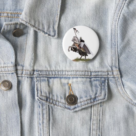 Badge Rond 5 Cm Chevalier monté Templar (En situation)