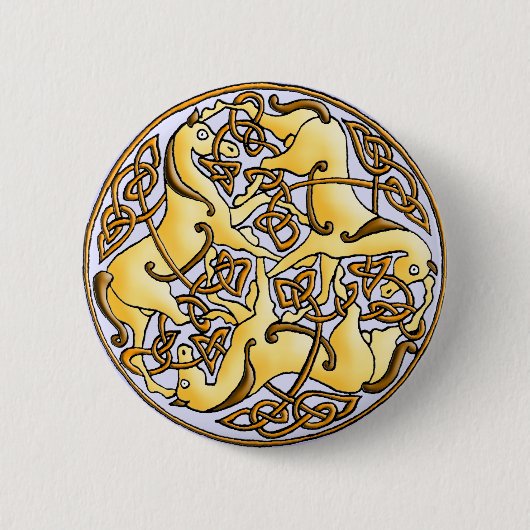 Badge Rond 5 Cm Chevaux celtes et noeuds en cercle (Devant)