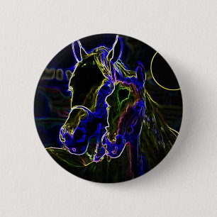 Badge Rond 5 Cm Chevaux de Blacklight