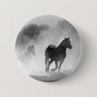 Badge Rond 5 Cm Chevaux de course noir et blanc Photo Artwork
