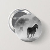 Badge Rond 5 Cm Chevaux de course noir et blanc Photo Artwork (Devant & derrière)