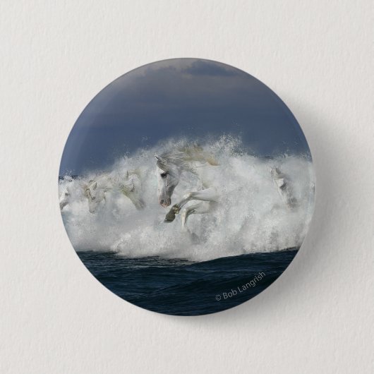 Badge Rond 5 Cm Chevaux de Imaginaire : Mer (Devant)