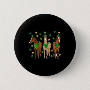 Badge Rond 5 Cm Chevaux de la Saint-Patrick femmes filles enfants