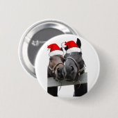 Badge Rond 5 Cm Chevaux de Noël (Devant & derrière)