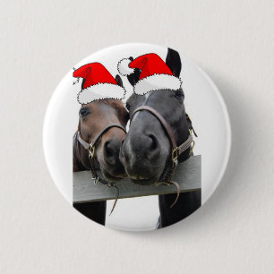 Badge Rond 5 Cm Chevaux de Noël