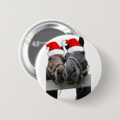 Badge Rond 5 Cm Chevaux de Noël (Devant & derrière)