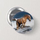 Badge Rond 5 Cm Chevaux d'imaginaire : Éclaboussure d'été (Devant & derrière)