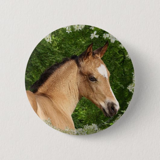 Badge Rond 5 Cm Chevaux d'imaginaire : Fleurs (Devant)