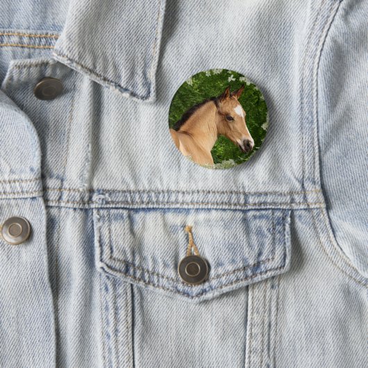 Badge Rond 5 Cm Chevaux d'imaginaire : Fleurs (En situation)