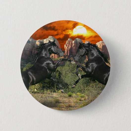 Badge Rond 5 Cm Chevaux d'imaginaire : Magie noire (Devant)