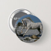Badge Rond 5 Cm Chevaux d'imaginaire : Roi de neige (Devant & derrière)