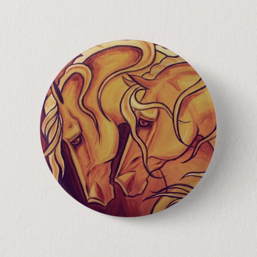 Badge Rond 5 Cm Chevaux d'or (Devant)