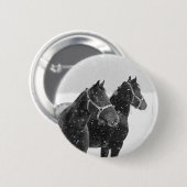 Badge Rond 5 Cm Chevaux en chute de neige (Devant & derrière)