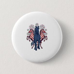 Badge Rond 5 Cm Chevaux patriotiques Conception vectorielle de feu
