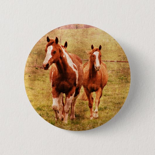 Badge Rond 5 Cm Chevaux Trotting (Devant)