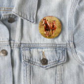 Badge Rond 5 Cm Chevaux Trotting (En situation)