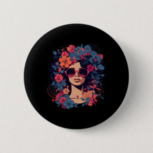 Badge Rond 5 Cm Cheveux Afro Naturels Histoire Noire Fierté Mélani