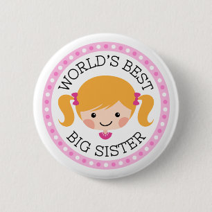 Badge Rond 5 Cm Cheveux blonds de la meilleure de grande soeur des