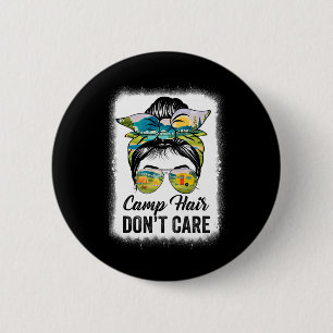 Badge Rond 5 Cm Cheveux de camping, on s'en fiche, femmes campeuse