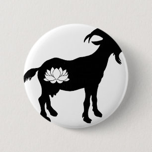 Badge Rond 5 Cm Chèvre avec symbole de lotus Namaste Chèvre Yoga _