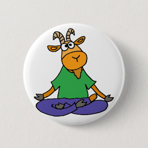 Badge Rond 5 Cm Chèvre drôle faisant le yoga de position de Lotu