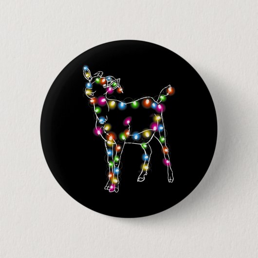 Badge Rond 5 Cm Chèvre Noël Light Tree Chèvre Lover (Devant)