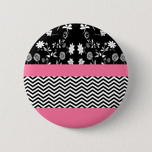 Badge Rond 5 Cm chevron rose (Devant)