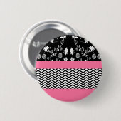 Badge Rond 5 Cm chevron rose (Devant & derrière)