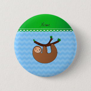 Badge Rond 5 Cm Chevrons bleus en pastel personnalisés de paresse
