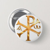 Badge Rond 5 Cm Chi-Rho d'or (Devant & derrière)