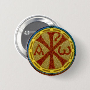 Badge Rond 5 Cm Chi Rho / Médaillon Alpha Oméga de SNV 36