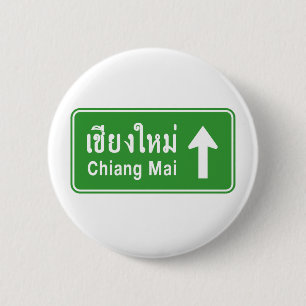 Badge Rond 5 Cm Chiang Mai en tête ⚠ route de la Thaïlande ⚠