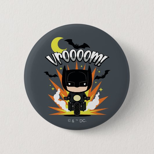 Badge Rond 5 Cm Chibi Batman Batcycle (Devant)